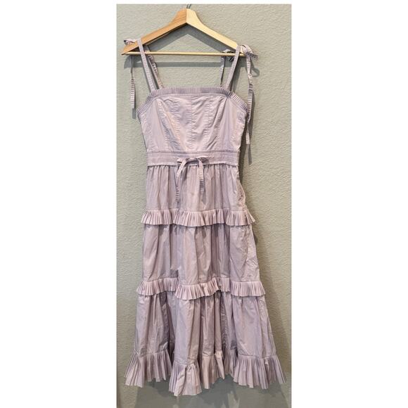 ULLA JOHNSON Lune Tiered Cotton Midi Dress Size 4 - Picture 11 of 11